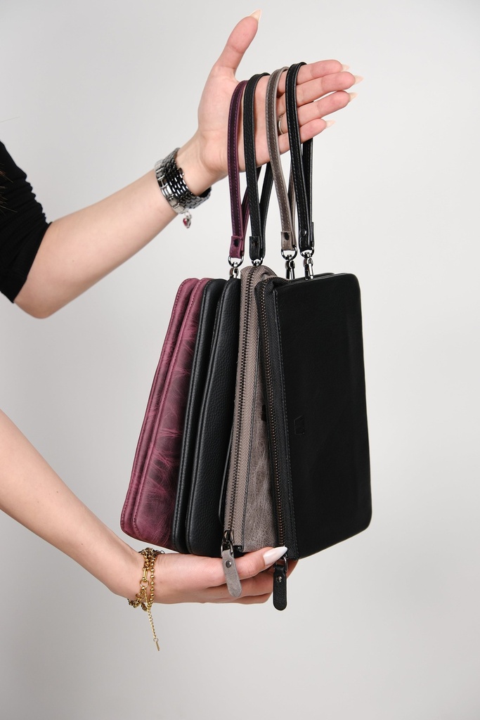 2225-Hakiki Deri Unisex El Çantası – Fermuarlı, El Tutmalı