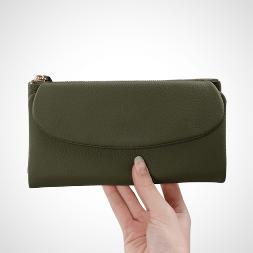 Kadın Cüzdan – Kişiselleştirilebilir, Telefon Bölmeli, Mıknatıs Kapaklı, Hakiki Deri